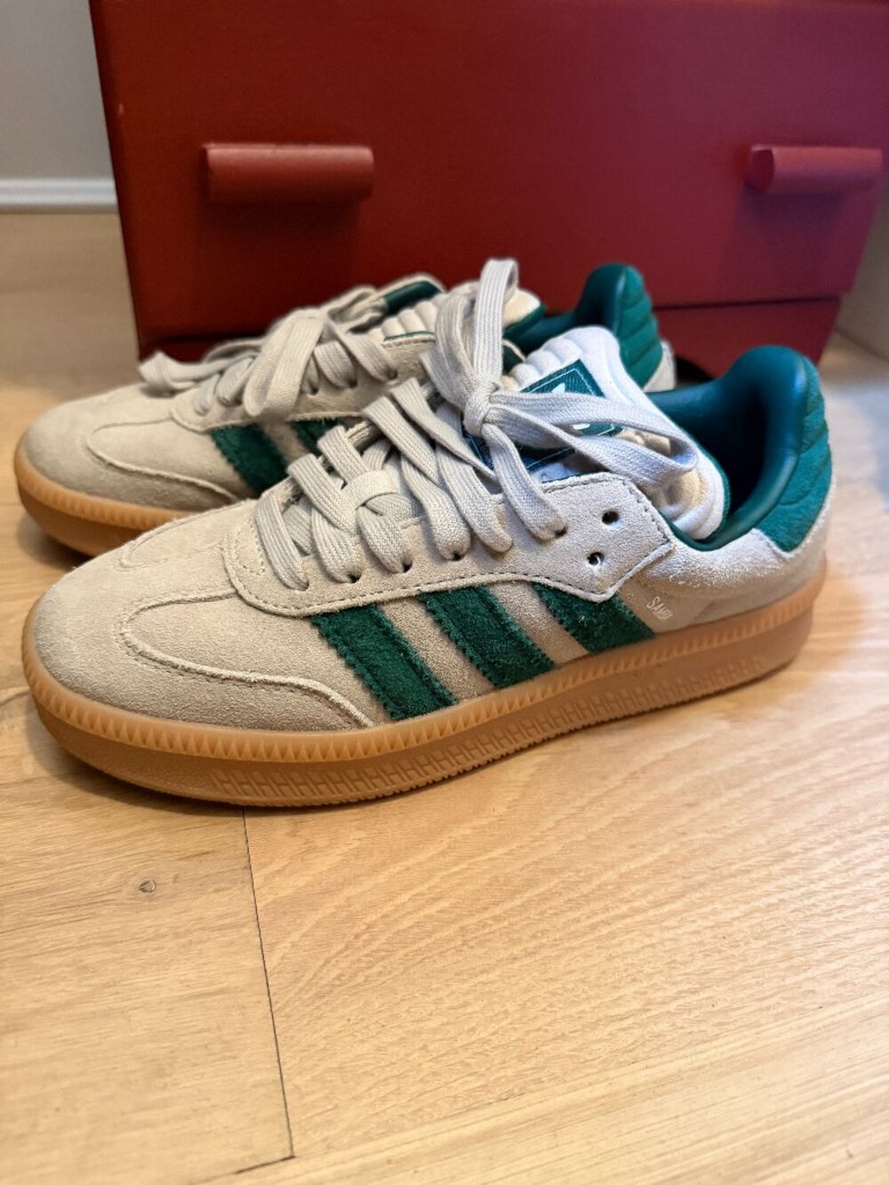 2025 adidas Samba XLG J 'Putty Grey Collegiate Green'